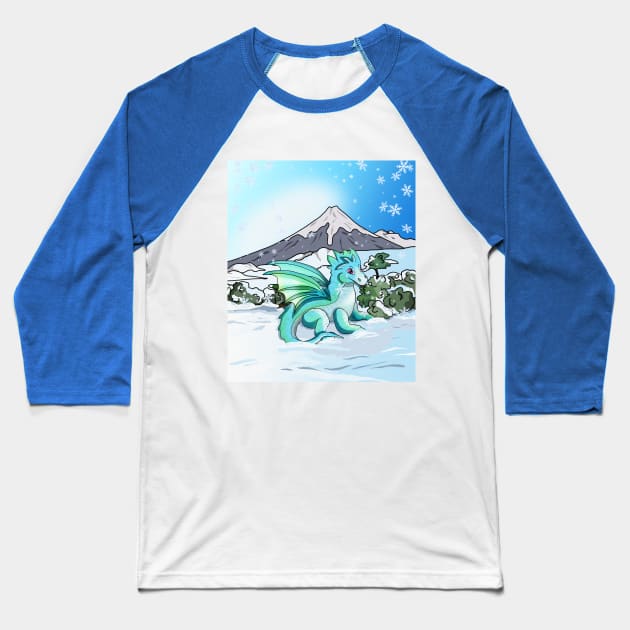 Baby Dragon in the Snow at Mount Fuji Japan Baseball T-Shirt by cuisinecat